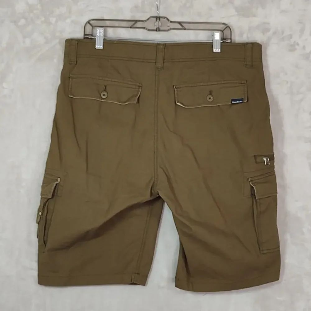 Wear First Men's Stretch Cargo Shorts Size 38 Brown Twill Flat Front Outdoors
